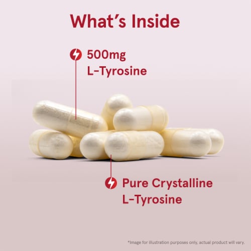 Jarrow Formulas® L-Tyrosine Amino Acid Brain Support Capsules 500mg Perspective: left