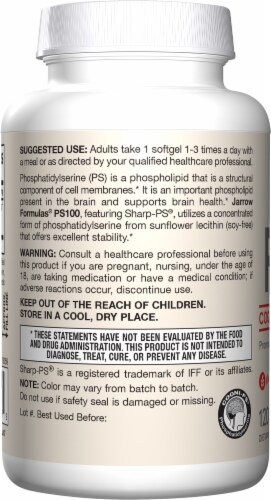 Jarrow Formulas® Phosphatidylserine PS100 Cognition Support Dietary Supplement Softgels 100mg Perspective: left