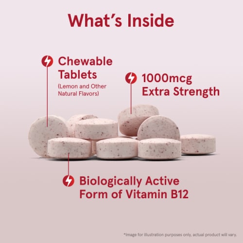 Jarrow Formulas® Extra Strength Methyl B-12 Lemon Chewable Tablets 1000 mcg Perspective: left