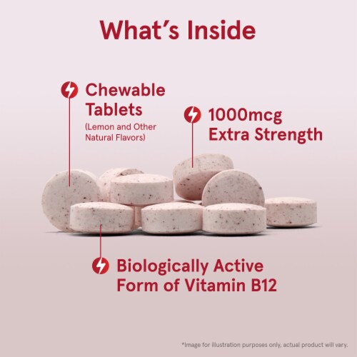 Jarrow Formulas® Extra Strength Methyl B-12 Lemon Chewable Tablets 1000 mcg Perspective: left