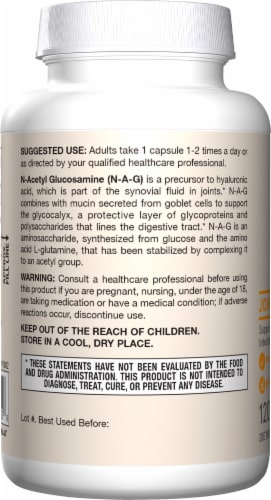 Jarrow Formulas® N-A-G Acytl Glucosamine Joint Support Veggie Capsules 700mg Perspective: left