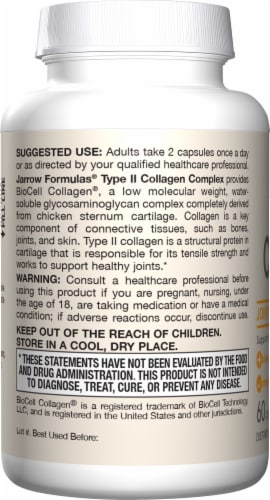 Jarrow Formulas® Type II Collagen Complex Joint & Bone Health Capsules 1000mg Perspective: left