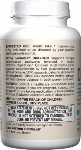Jarrow Formulas DIM + CDG Enhanced Detoxification Formula Veggie Capsules Perspective: left