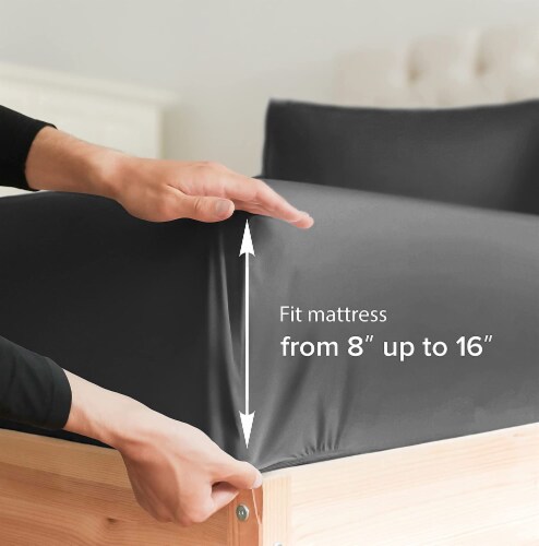 CGK Linens 6 Piece Microfiber Solid Sheet Set - California King - Dark Grey Perspective: left