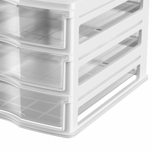 Sterilite ClearView Plastic Small 3 Drawer Desktop Storage Unit, White, 12  Pack, 1 Piece - Kroger