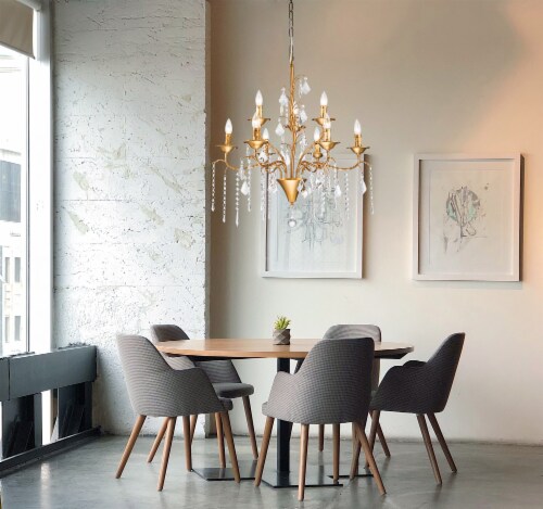Beaufort 9-Light Gold Crystal Chandelier Perspective: left