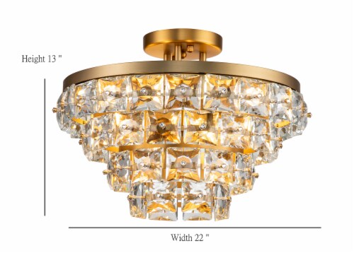 Adeline 9-Light Gold Faceted Semi-Flush Mount Crystal Chandelier Perspective: left