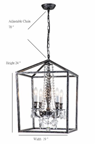 Alena 4-Light Antique Black Farmhouse Crystal Foyer Lantern Chandelier Perspective: left