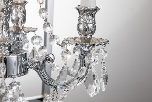 Alena 4-Light Chrome Farmhouse Crystal Foyer Lantern Chandelier Perspective: left