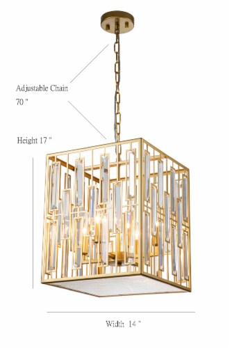 Cynthia 4-Light Gold Square Modern Glam Crystal Lantern Chandelier Perspective: left