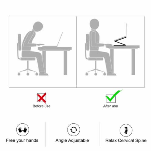 RAINBEAN Aluminum Adjustable and Foldable Portable Desk Book Holder in Black Perspective: left
