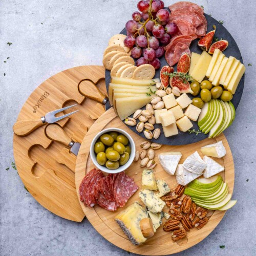 Bamboo Cheese Board with Knife Set and Removable Slate - 12