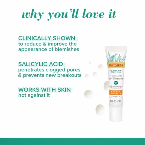 Burt's Bees Natural Acne Solutions Maximum Strength Oily Skin Spot Treatment Cream Perspective: left