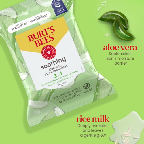 Burt's Bees Aloe Vera Soothing Facial Towelettes Perspective: left