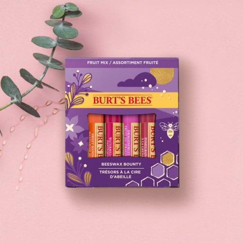 Burt's Bees Non-Tinted Beeswax Bounty Lip Balm Holiday Gift Set Perspective: left