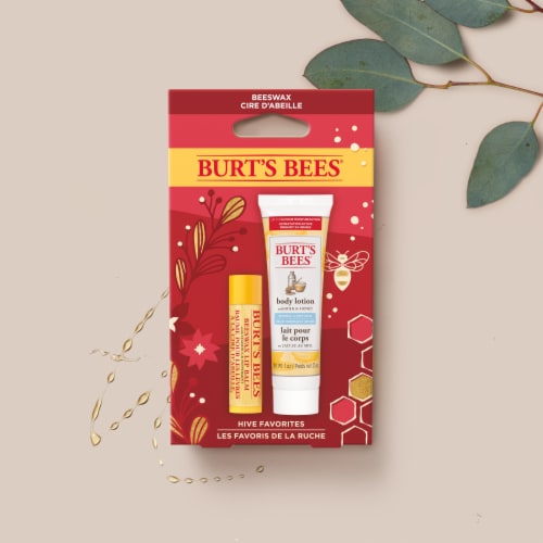 Burt's Bees Hive Favorites Lip Balm and Body Lotion Holiday Gift Set Perspective: left