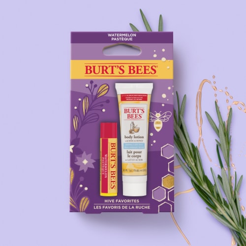 Burt's Bees Hive Favorites Lip Balm and Body Lotion Holiday Gift Set Perspective: left