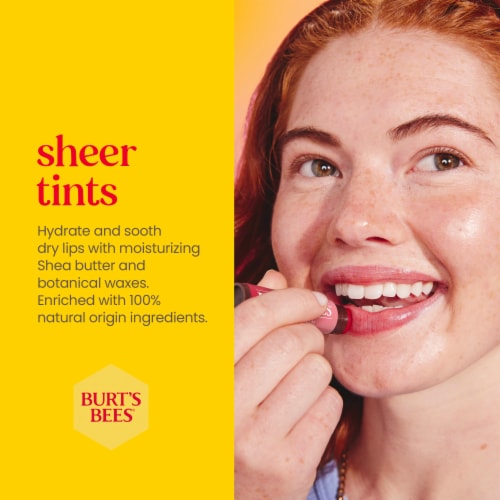 Burt's Bees Red Dahlia Tinted Lip Balm Perspective: left