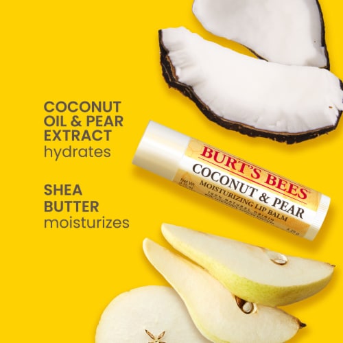 Burt's Bees Coconut and Pear Moisturizing Lip Balm Perspective: left
