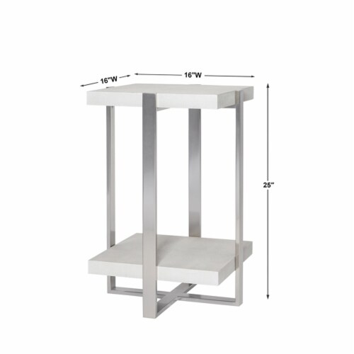 Uttermost Arnaut Steel and MDF Wood Accent Table in Milk White Perspective: left