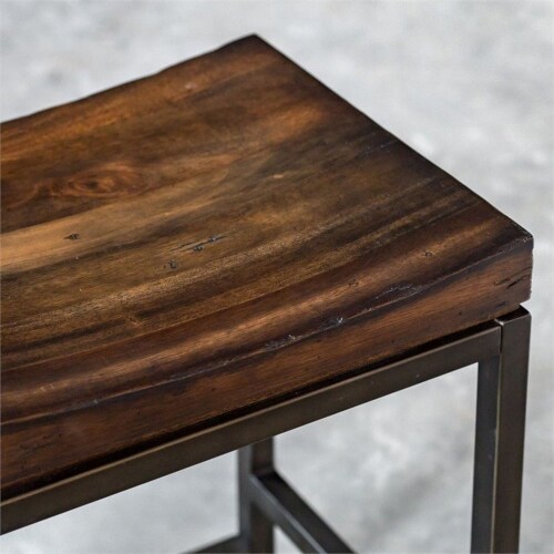 Uttermost Beck 24 Wood and Metal Counter Stool in Walnut and Brushed Steel Perspective: left