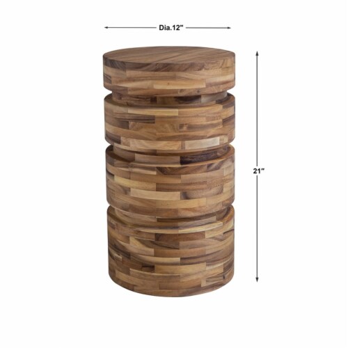 Uttermost Boone Coastal Acacia Wood Drink Table in Natural Finish Perspective: left
