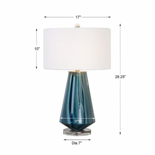 Uttermost Pescara Glass Crystal and Metal Table Lamp in Teal Blue/Ivory Perspective: left