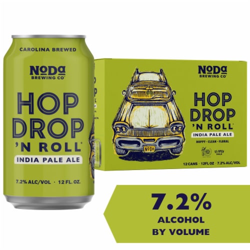 NoDa Brewing Comapny® Hop Drop 'N Roll™ IPA Craft Beer Perspective: left