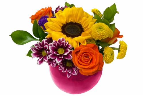 Festival of Flowers Fresh Arrangement in Vase Perspective: left