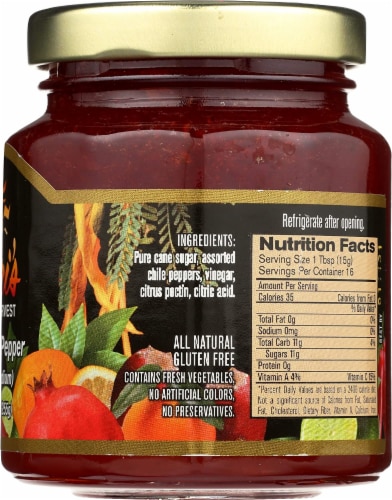 Cheri's Desert Harvest Red Chile Pepper Jelly Perspective: left