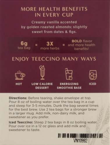 Teeccino® Vanilla Nut Herbal Tee Bags Perspective: left