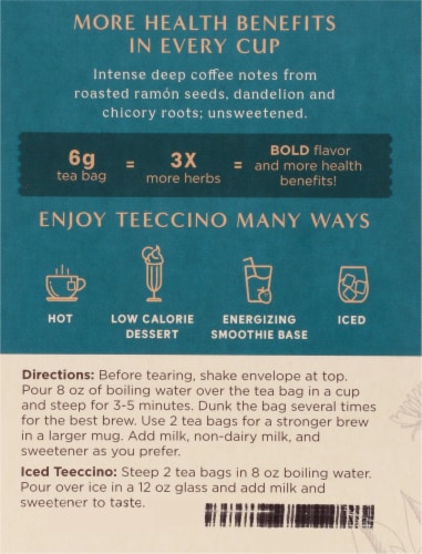 Teeccino Dandelion Dark Roast Herbal Tee Bags Perspective: left