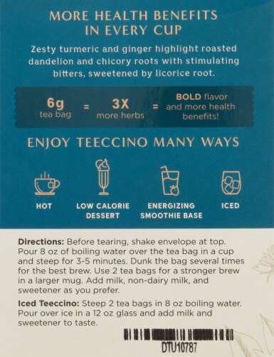 Teeccino® Organic Dandelion Turmeric Roasted Herbal Tea Bags Perspective: left