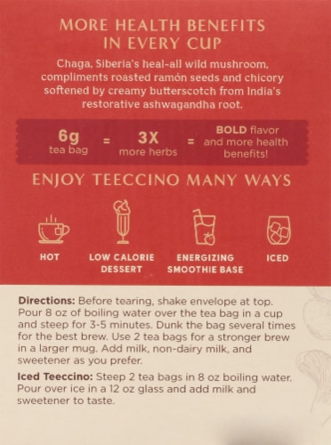 Teeccino® Chaga Ashwagandha Mushroom Herbal Tea Perspective: left
