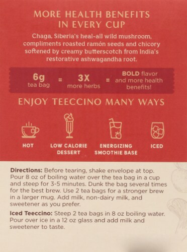 Teeccino® Chaga Ashwagandha Mushroom Herbal Tea Perspective: left
