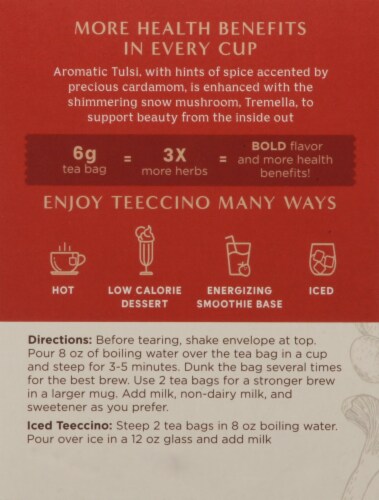 Teeccino® Tremella Tulsi Organic Mushroom Herbal Tea Perspective: left