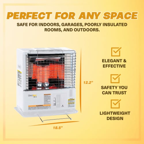 HeatMate 10,600 BTU Radiant Kerosene Heater HMN110 Perspective: left