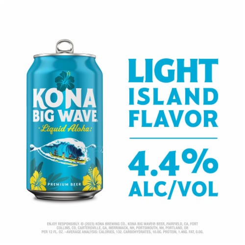 Kona Brewing Co Big Wave Golden Ale Beer Perspective: left