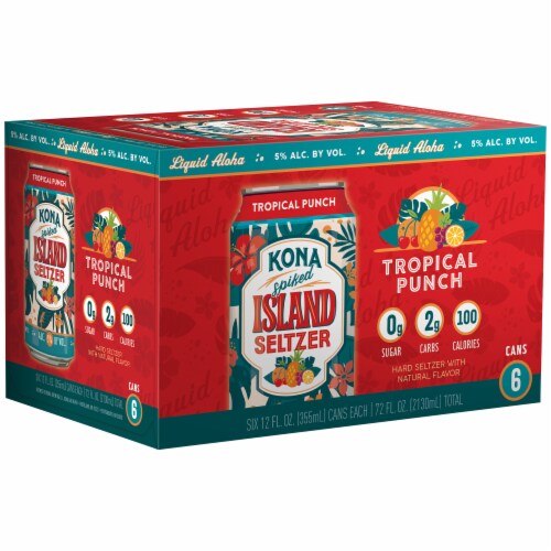 Kona Tropical Fruit Punch Spiked Seltzer Perspective: left