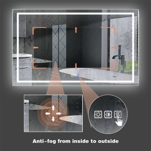 ExBrite 60  W x 36  H Led Bathroom Mirror Illuminated LED Wall Mirror Perspective: left