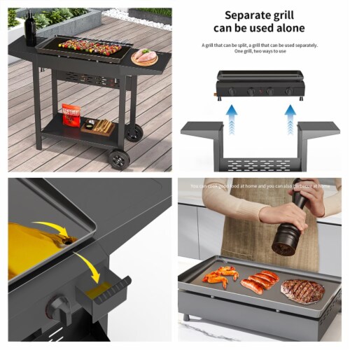 4-Burner Propane Gas Grill in Stainless Steel with Griddle Top