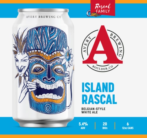 Avery Brewing Co. Island Rascal Belgian Style White Ale Perspective: left