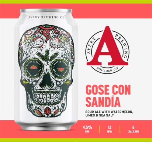 Avery Brewing Co. Gose Con Sandia Sour Ale Beer Cans Perspective: left