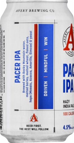 Avery Brewing Co. Pacer IPA 100 Calories Perspective: left