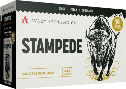 Avery Stampede Gold Lager Craft Beer Cans Perspective: left