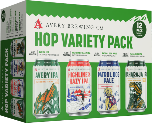 Avery Variety Hop Pack Craft Beer Cans Perspective: left
