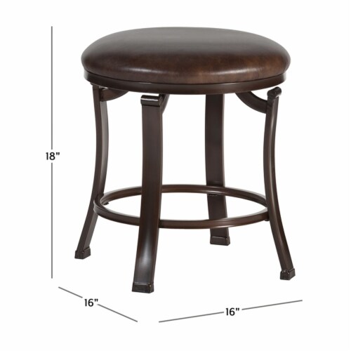 Hillsdale Hastings Faux Leather Backless Vanity Stool in Antique Bronze/Brown Perspective: left
