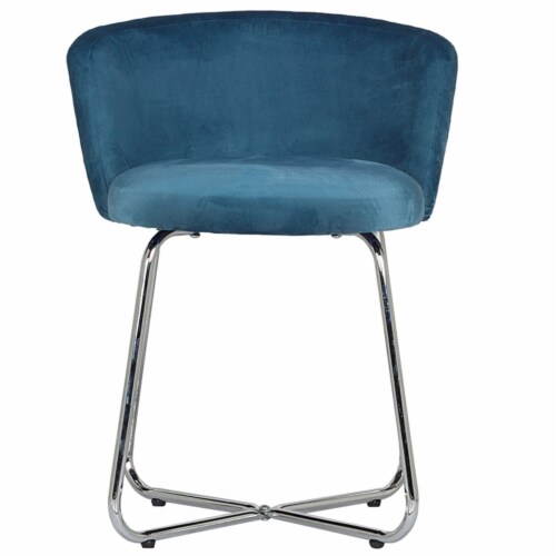 Hillsdale Furniture Marisol Metal Vanity Stool in Blue Fabric Perspective: left
