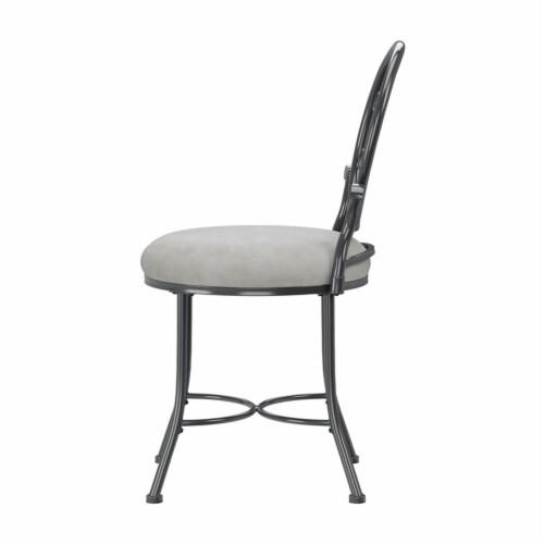 Hillsdale Furniture O'Malley Metal Vanity Stool Metallic Gray Perspective: left