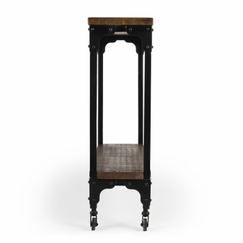 Butler Specialty Mountain Lodge Console Table in Burnt Umber Perspective: left